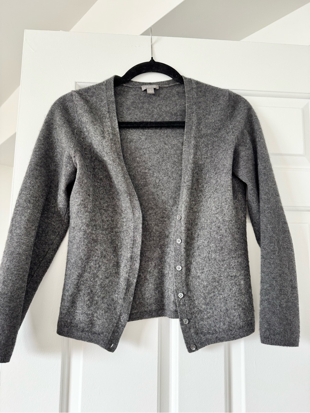 Ann Taylor Gray Button-Front Cashmere Blend Cardigan